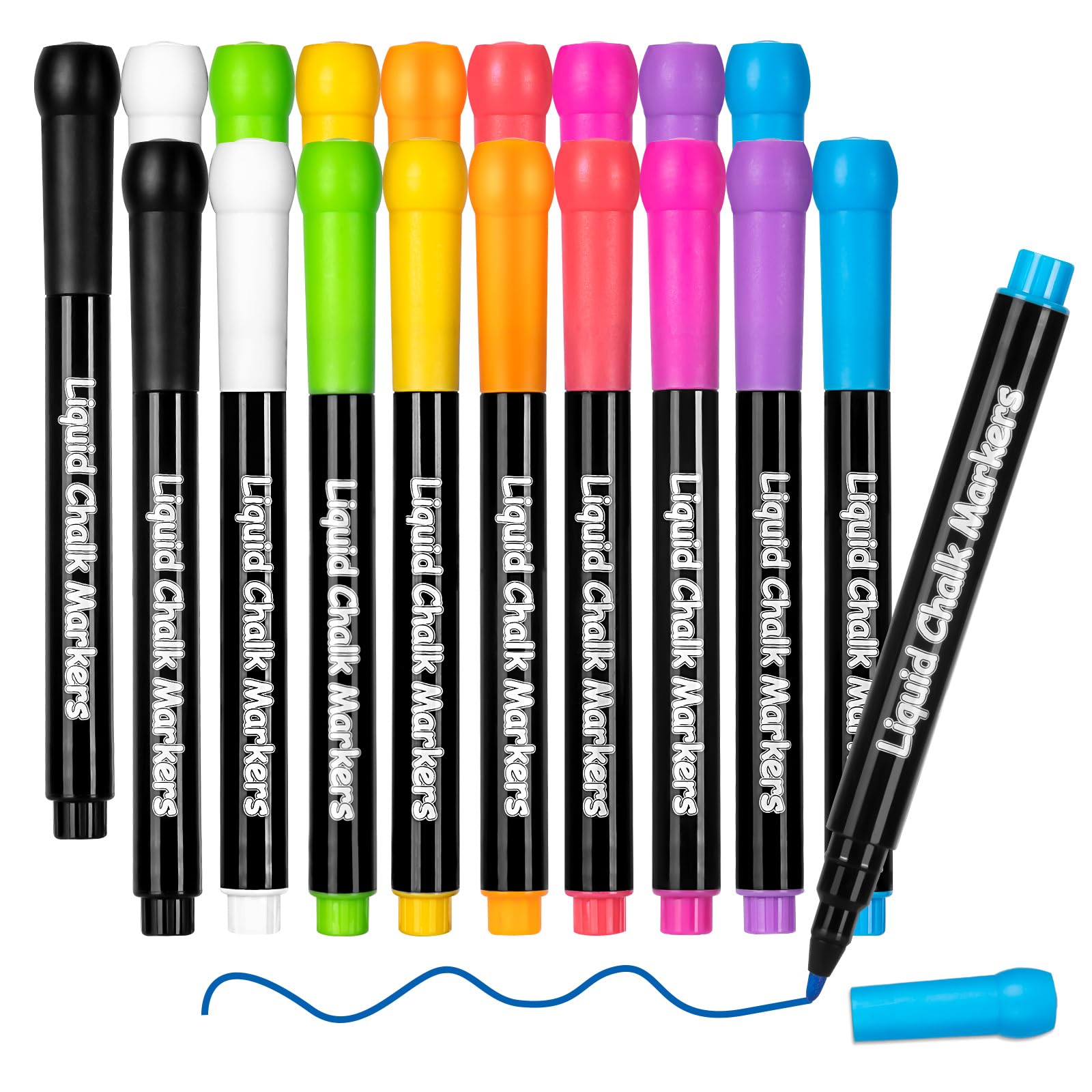 18 Pack Liquid Chalk Markers(9 Colors), Wet Erase Markers for Acrylic Fridge Calendar, 1mm Fine Tip Chalk Markers for Clear Dry Erase Board, Whiteboard, Glass, Mirror, Window, Acrylic Board