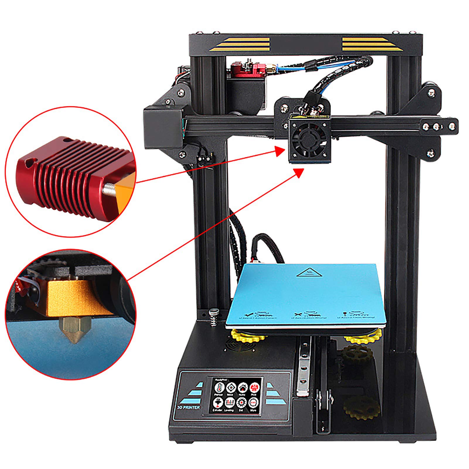 Drukarka 3D MK8 zestaw Hotend wytłaczarka zmontowany zestaw dyszy 0,4 mm, 24 V 40 W głowica do drukarki 3D Alfawise U20 U30 Creality Ender 3 Ender 3 Pro z aluminiowym blokiem grzewczym, 1,75 mm