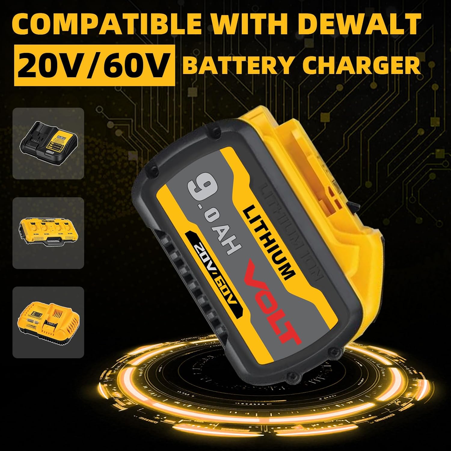 9000mAh 20V/60V MAX DCB606 Compatible with DEWALT 60V Lithium Battery DCB609 DCB612 Replacement for DeWalt 20V/60V Tools 8Pack