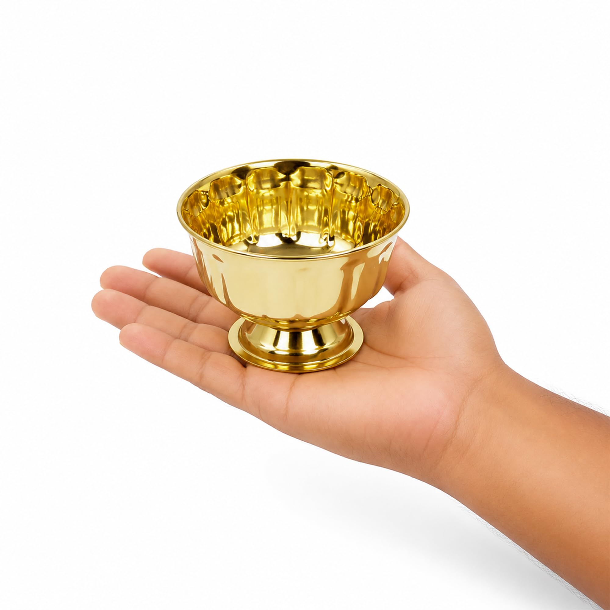 Putrika Brass Chandan Bowl for Pooja|Traditional Brass Bowl for Tilak,Kumkum,Roli,Haldi Use|Chandan Holder for Mandir and Ritual Use|Multipurpose Stand for Temple Home Pack-2 (1) 3