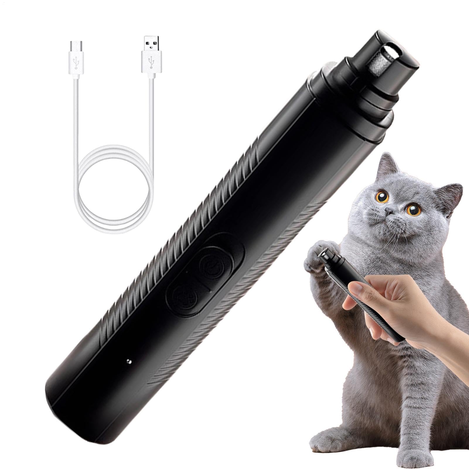 SDGBCXD nail clippers, Pet Nail Grinder, Dog Paw Cutter, Wireless LED Electric, Silent Cat, Professional Grooming Tool for C(Black)