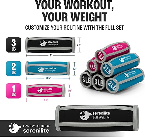 Miniatura 3 de Serenilite Juego de pesas de mano para mujeres y hombres, mancuernas suaves para caminar y caminar, mancuernas de neopreno seguras con correas para