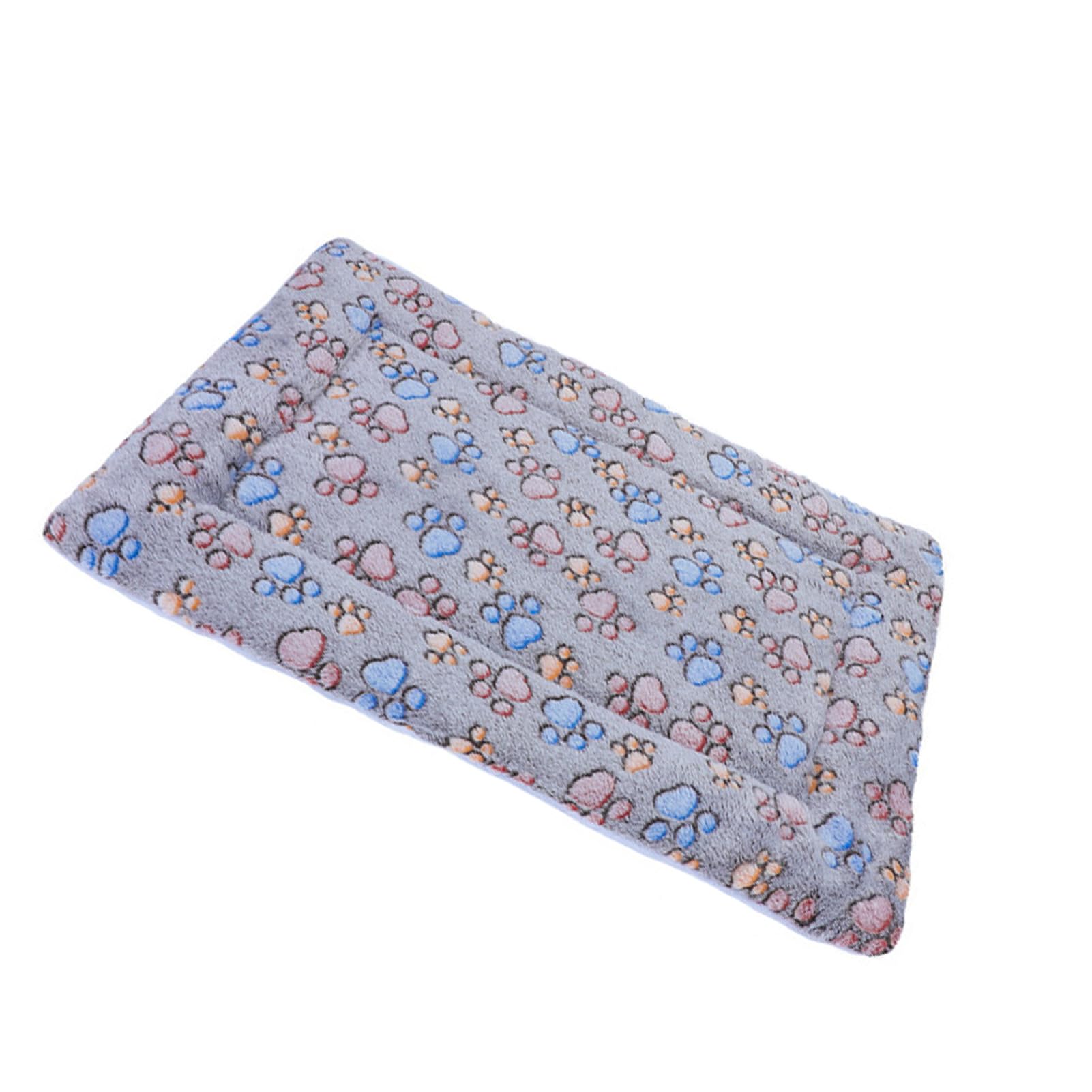 Muiltvoe Pet Sleeping Pad, Warm Thickened Double Sided Fleece Cat Dog Bed Mat with Cute Cartoon Footprint Pattern, for Indoor Outdoor Use in Autumn Winter (S)