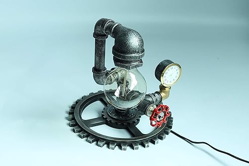 Miniatura 6 de Lámpara de mesa regulable de metal vintage estilo loft con base de madera, Sam, Steampunk Industrial, luz nocturna, luz de escritorio, QTF-SJ01
