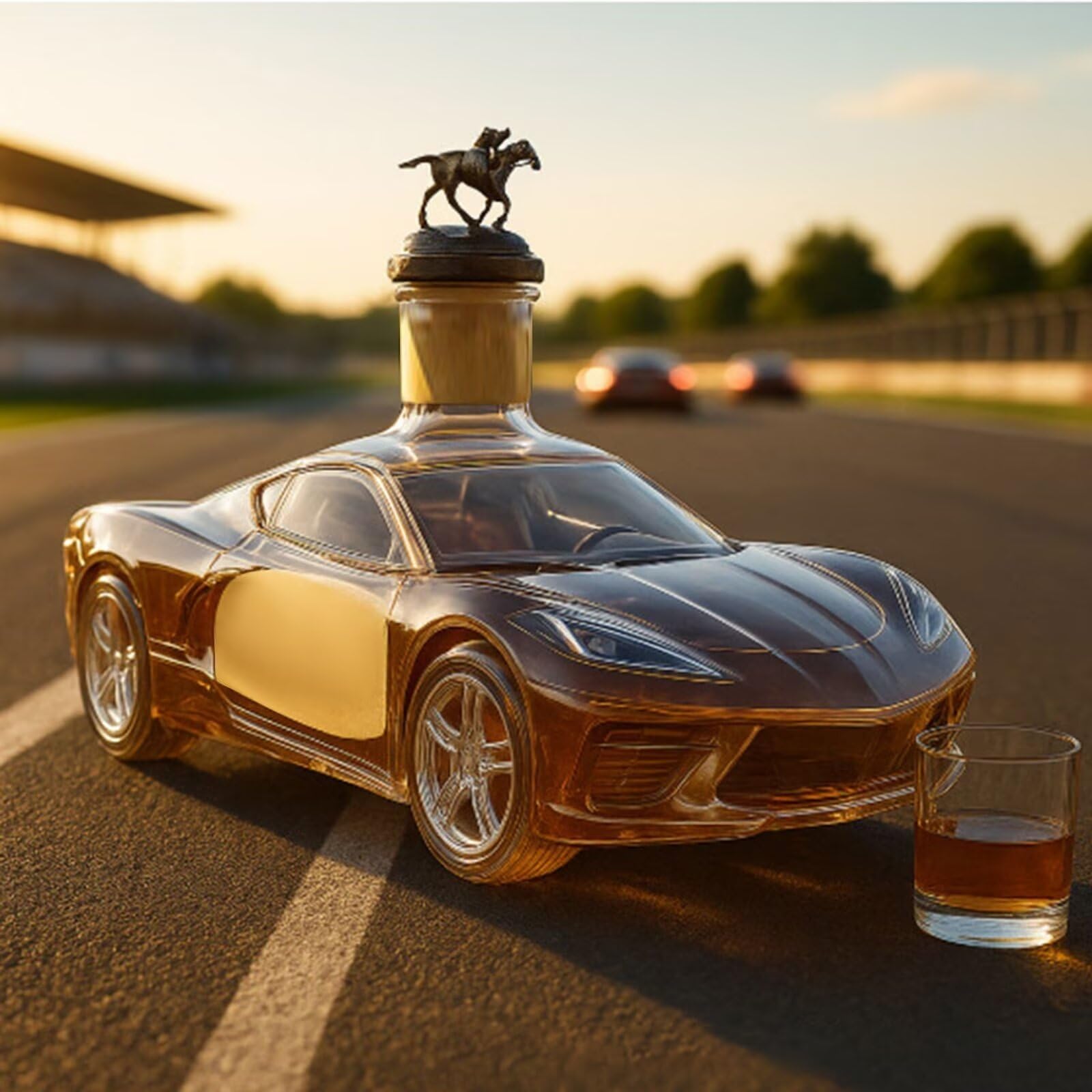 300ML Decantador Whisky Arte Escultura - Botella De Vino Novedosa En Forma De Coche Deportivo 3D, Decantador De Whisky De Cristal Con Tema De Coche, Regalo De Decoración Artística Para Bar(A)