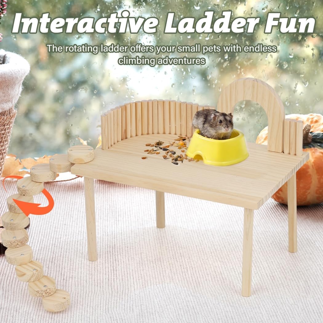 Wooden Guinea Squirrel Ladder Climbing Hamster Pier Rat Gerbil Rat Squirrel Toy Pet Pig Mouse Bear Children with, Play Weather Animals Small Guitarendon