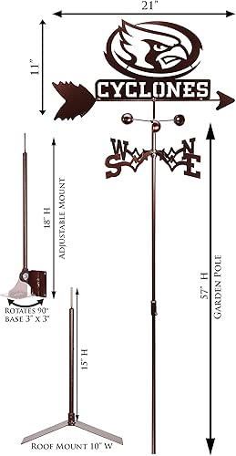 Miniatura 3 de SWEN Products Veleta de ciclones de la Universidad Estatal de Iowa (estaca de jardín incluida)