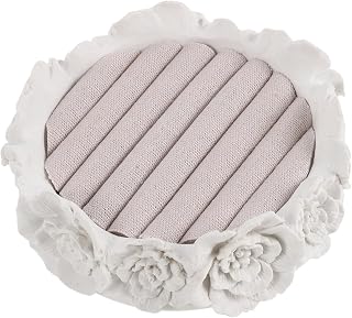 SHINEOFI Vintage Flower Shaped Resin Jewelry Display Tray for Organizing Rings and Earrings, Artistic round Ring Holder Tray Cloth Base, for Jewelry Photography and Home Use
