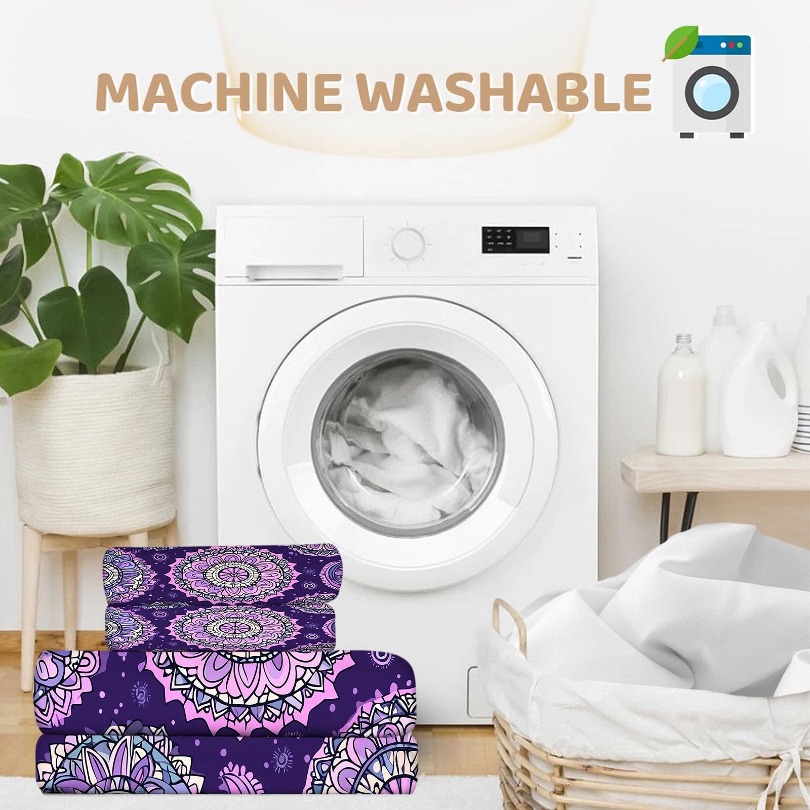 Funda Nórdica Flores Mándalas Juego De Cama Suave Transpirable Microfibra 1 Funda Nórdica + 2 Fundas De Almohada 50X75cm Cama 90
