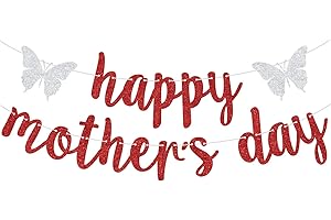 Gorgeous Red Glitter Happy Mother's Day Banner