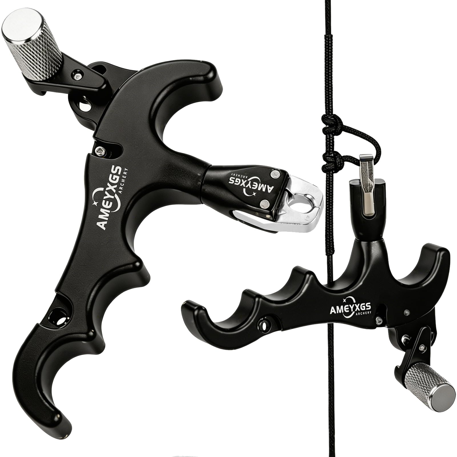 Tiro con arco compuesto Bow Release Aids 4 dedos de aleación de aluminio Compound Bow Release Sensibilidad Ajustable Pinza 360 grados Abrazadera Cabeza