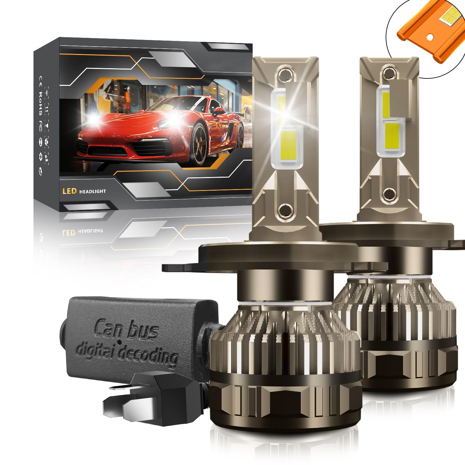 Solución antierror: Bombilla H4 LED 60W de alta visibilidad 8