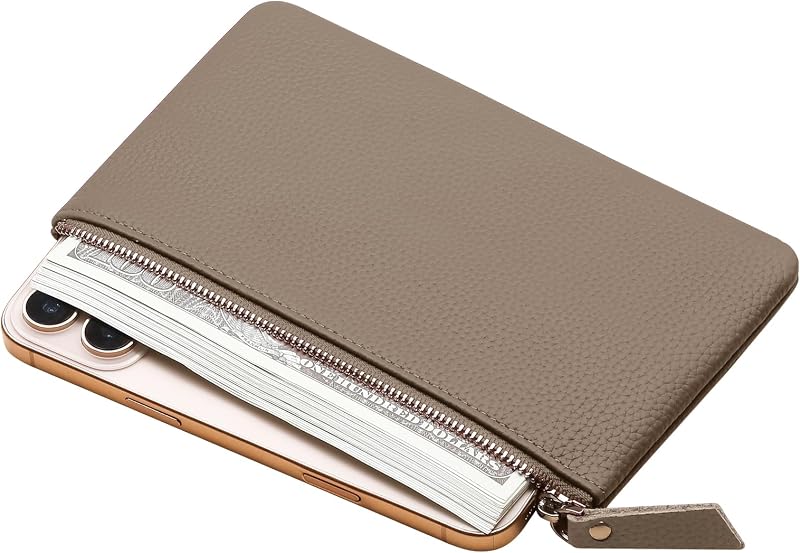 Necessaire de couro GERUOLA com zíper, cinza, modelo Q99-US