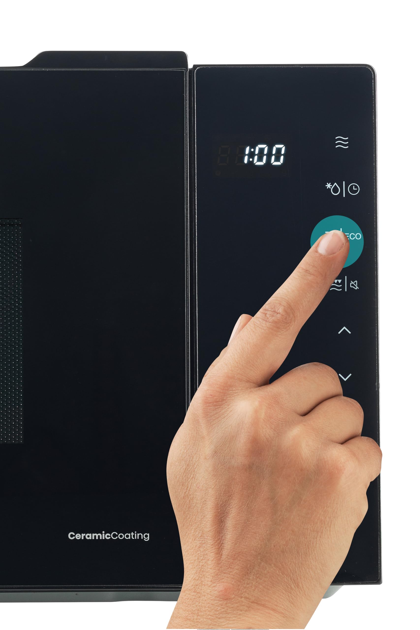 Hisense H23MOBS5HG4 - Microondas Digital con Grill 23 Litros, 1000W, Revestimiento Cerámico, Cristal Premium, Modo ECO, Descongelación programada, 10 Niveles de Potencia, Fácil Limpieza