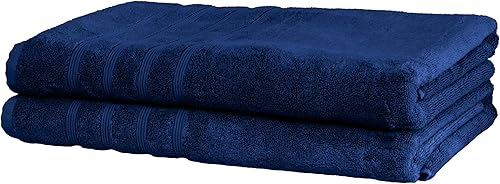 Mosobam Juego de 2 toallas turcas de lujo de 35 x 70 pulgadas, color azul marino, 700 GSM, viscosa de bambú y algodón peinado turco del Egeo