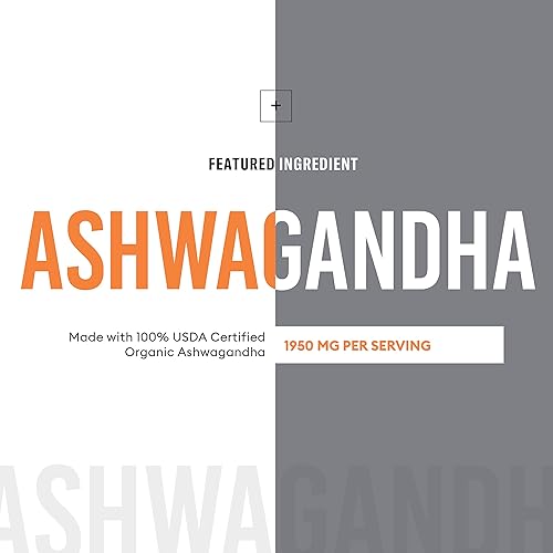 Miniatura 5 de Ashwagandha - Polvo orgánico de raíz de Ashwagandha de 1950 mg con extracto de pimienta negra alivio del estrés soporte para el estado de ánimo 90