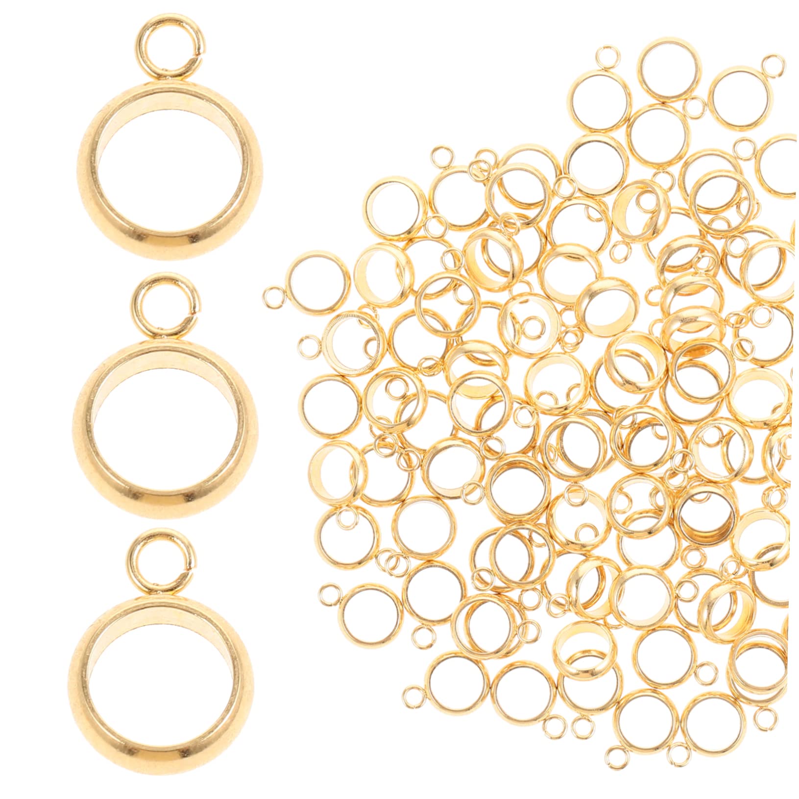 Perles de Bélière en Acier Inoxydable durables avec anneau de connexion pour création de bijoux