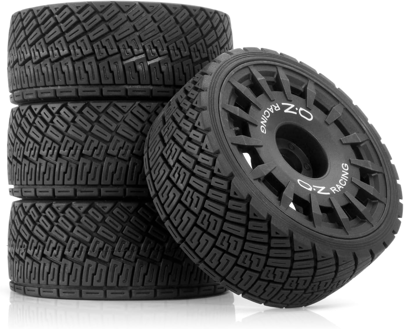 1/8 RC On-Road Tires & Plastic Street Wheels 17mm Hex, 3.94" OD – 1/7 Rally Racing Tyres for 1:8 1:7 Touring, Drift Cars Compatible with Tamiya, HPI WR8, HSP, ARRMA, Redcat, Losi, Kyosho GT2(BLACK)
