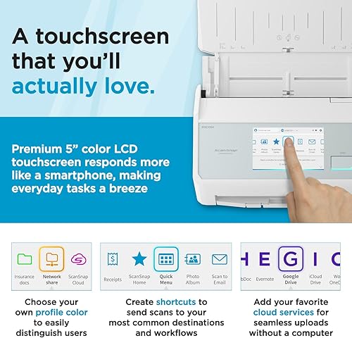 Vista 5 de ScanSnap iX2500 Escáner de Documentos, Fotos y Recibos, Inalámbrico o USB, de Alta Velocidad, Habilitado para la Nube, con Pantalla Táctil Grande