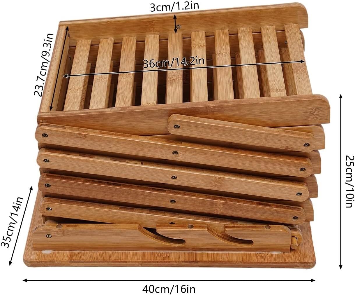 Bamboo Foldable Magazine Rack Floor Stand Antiskid magazine holder image 3