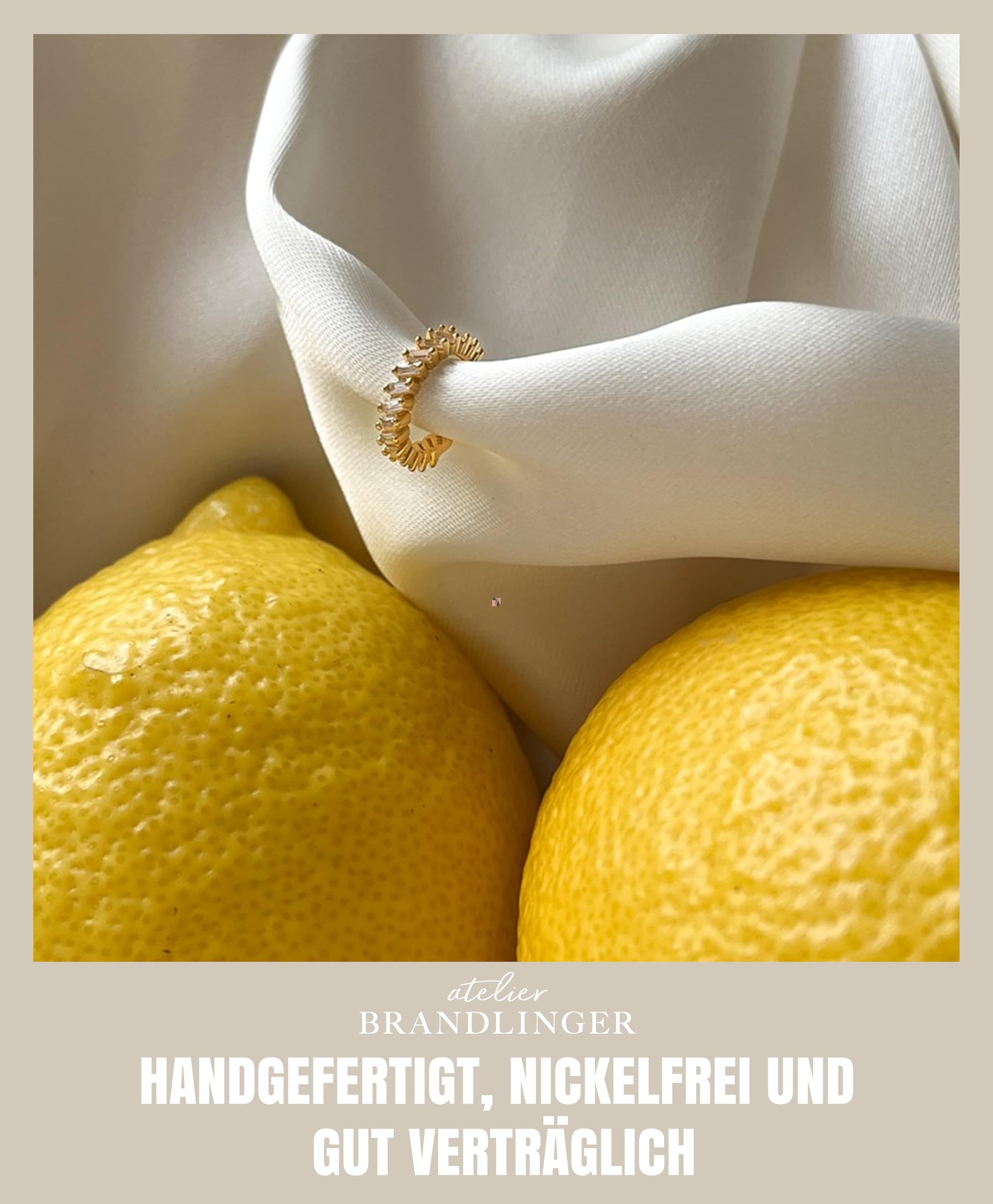Brandlinger ® Ear Cuff Silber 925 (1 Stück). Ohrklemme mit Stein Zirkonia weiß. Schmuck Damen vergoldet mit 18 Karat (Silber und Gold) für Frauen und Mädchen. Äußerer Durchmesser 13mm