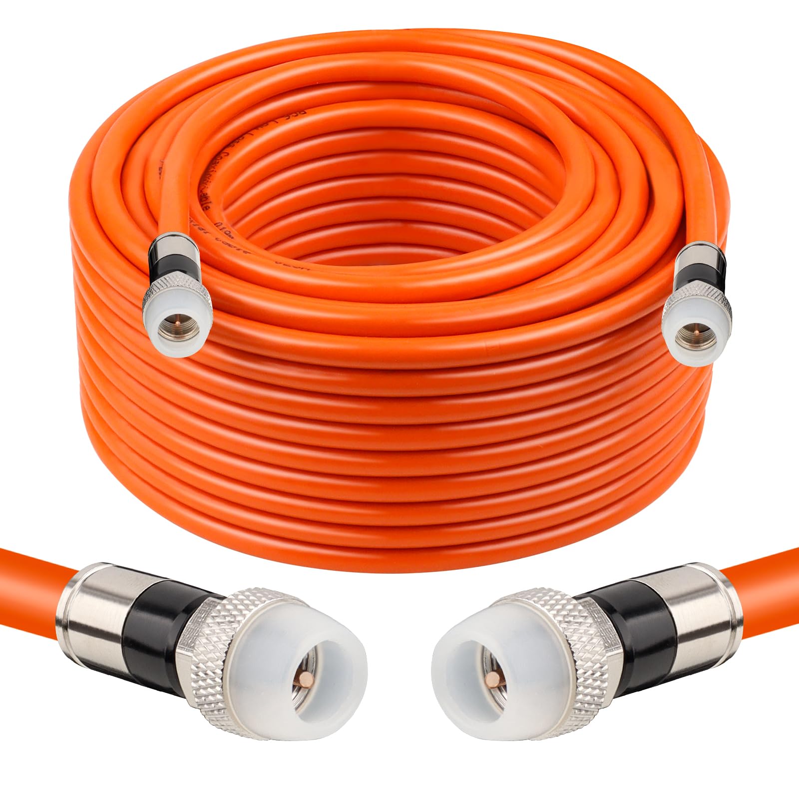 MOOKEERF Cable coaxial RG6 de 60 pies, cable coaxial RG6 para TV con funda de goma resistente a la intemperie, cable coaxial RG6 de entierro directo de 75 ohmios para antena de TV digital, Internet de