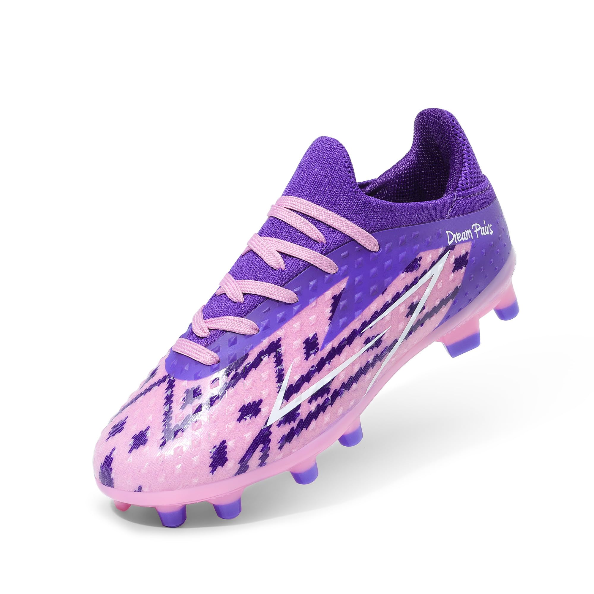 DREAM PAIRS Boys Girls Soccer Cleats Youth Firm Groud Football Shoes for Little/Big Kid,Size 13 Little Kid,Pink/Purple,SDSO2401K