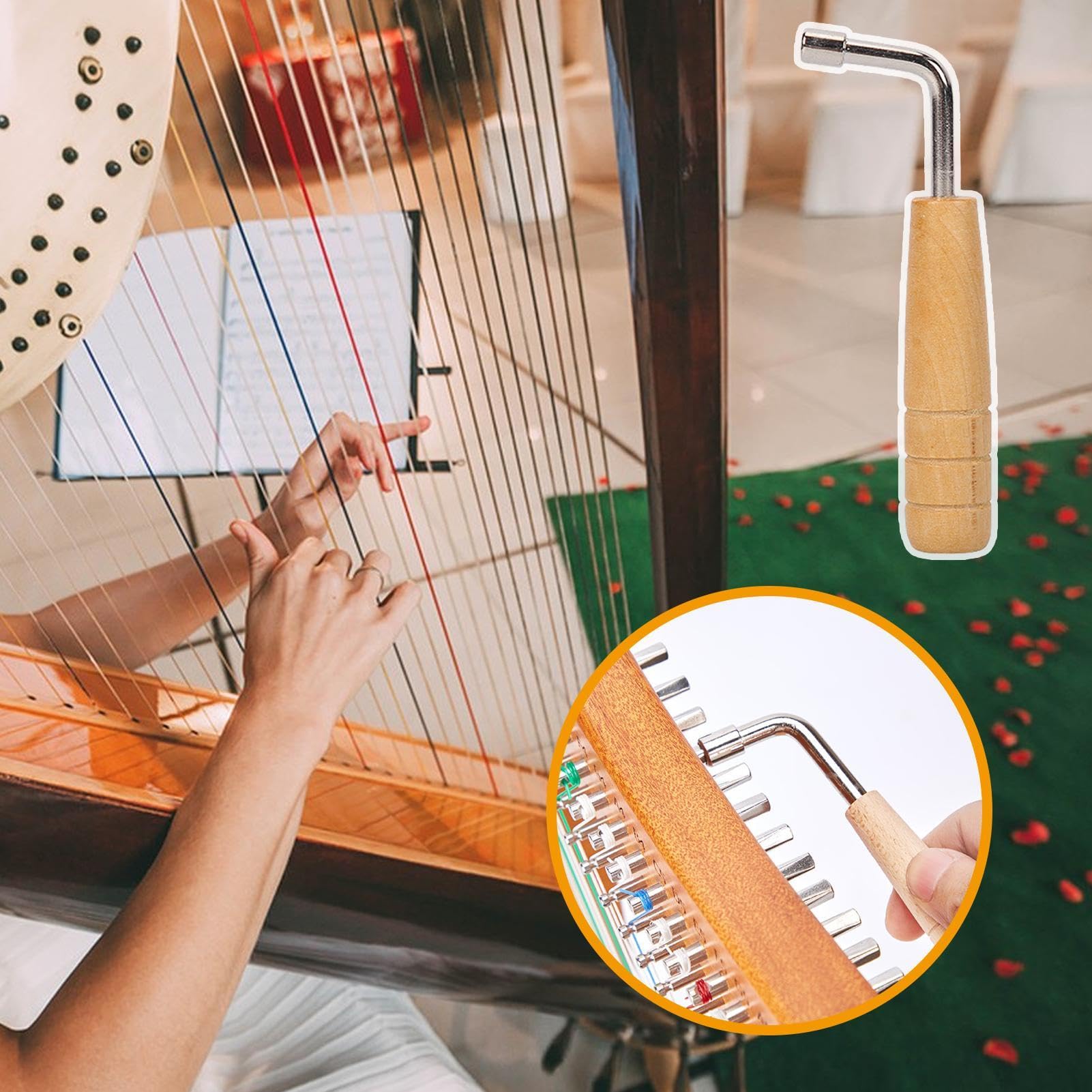 Chiave Per Accordatura Arpa - Strumento A Forma Di L In Acciaio E Legno | Apertura 4x4mm - Foto 7