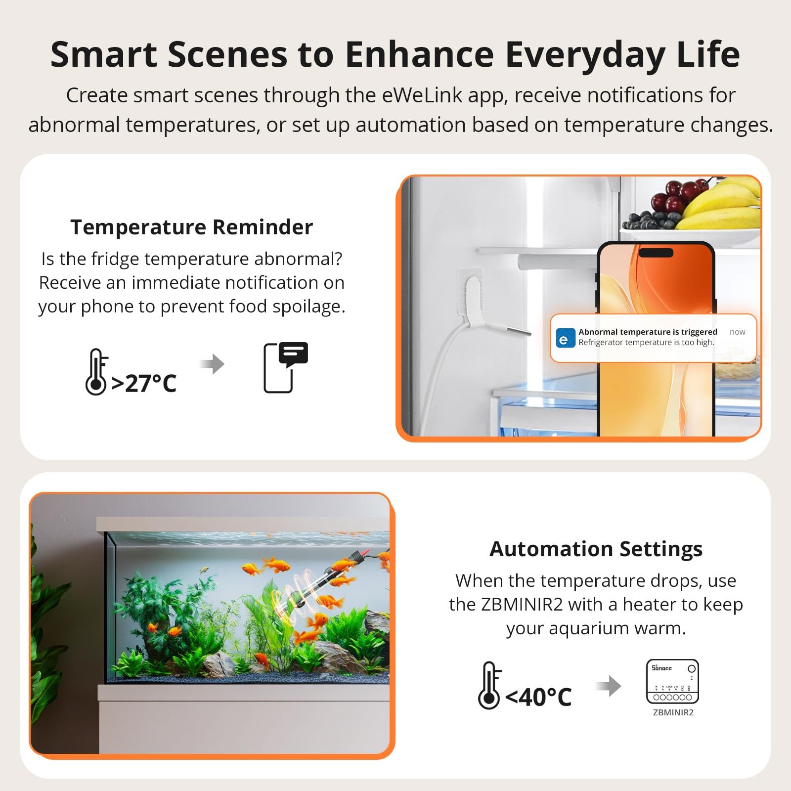 SONOFF SNZB-02LD Sensore di Temperatura Impermeabile Zigbee - Sonda in Acciaio Inossidabile 1,5 m, Display LCD, Intervallo -40~115°C, Monitoraggio APP, Supporto Magnetico, Compatibile con Hub Zigbee