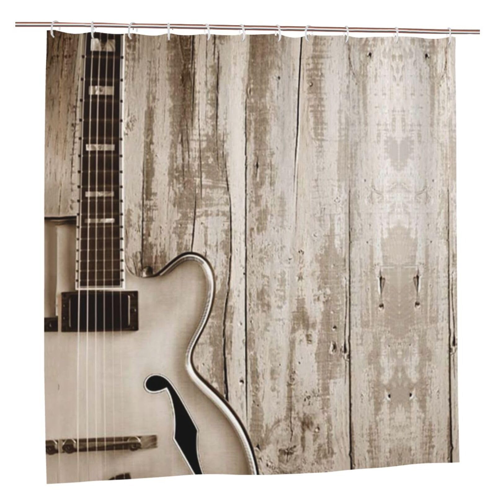 Rideau de douche guitare en tissu polyester écran intimité et étanche