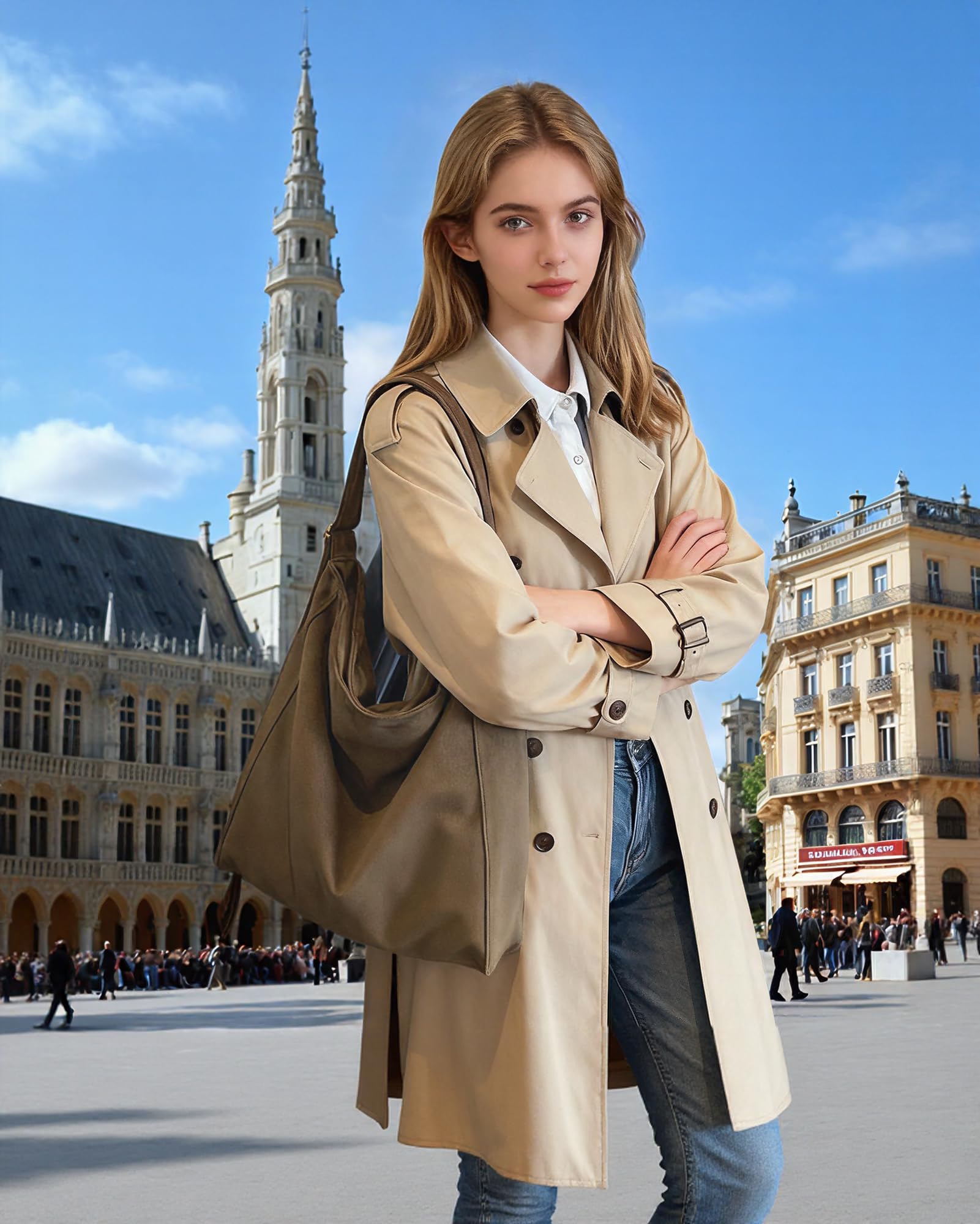 Micmores Torba na ramię dla kobiet, torebki ze sztucznego zamszu, luźna torebka na ramię, duża torba crossbody, torby uni, do pracy, podróży