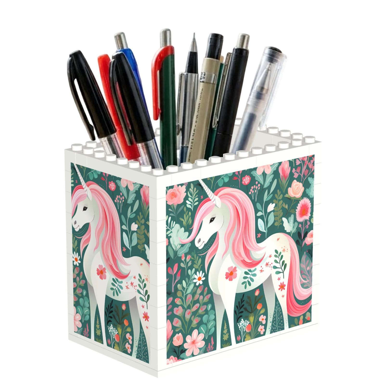 SXZVVBN Unicorn with pink hair Building Block Desk Tidy ABS Organiser