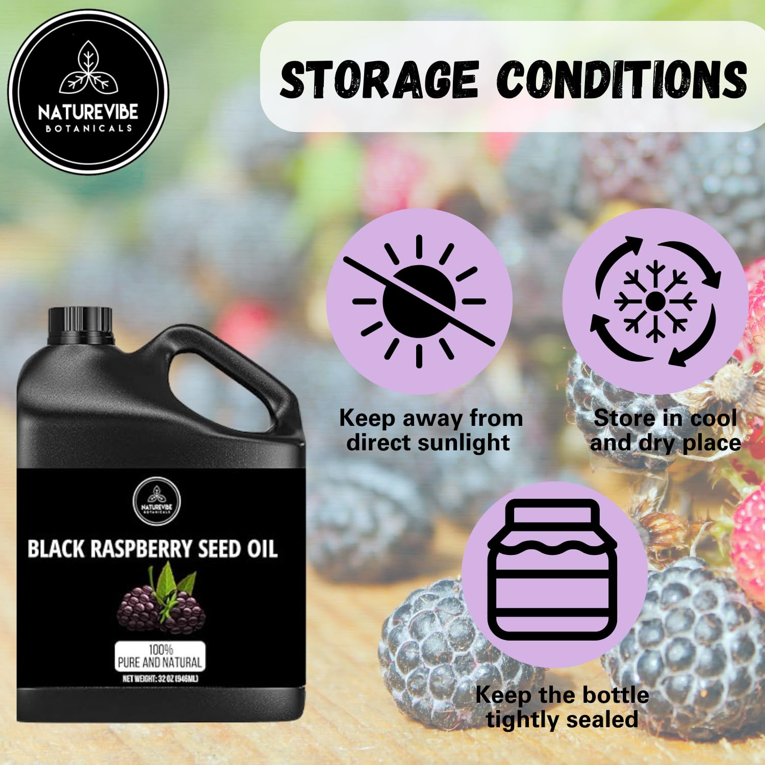 Naturevibe Botanicals Black Raspberry Oil 32 Ounces | 100% Pure and Natural | Great for Skin Care and Hair Care - Image 7