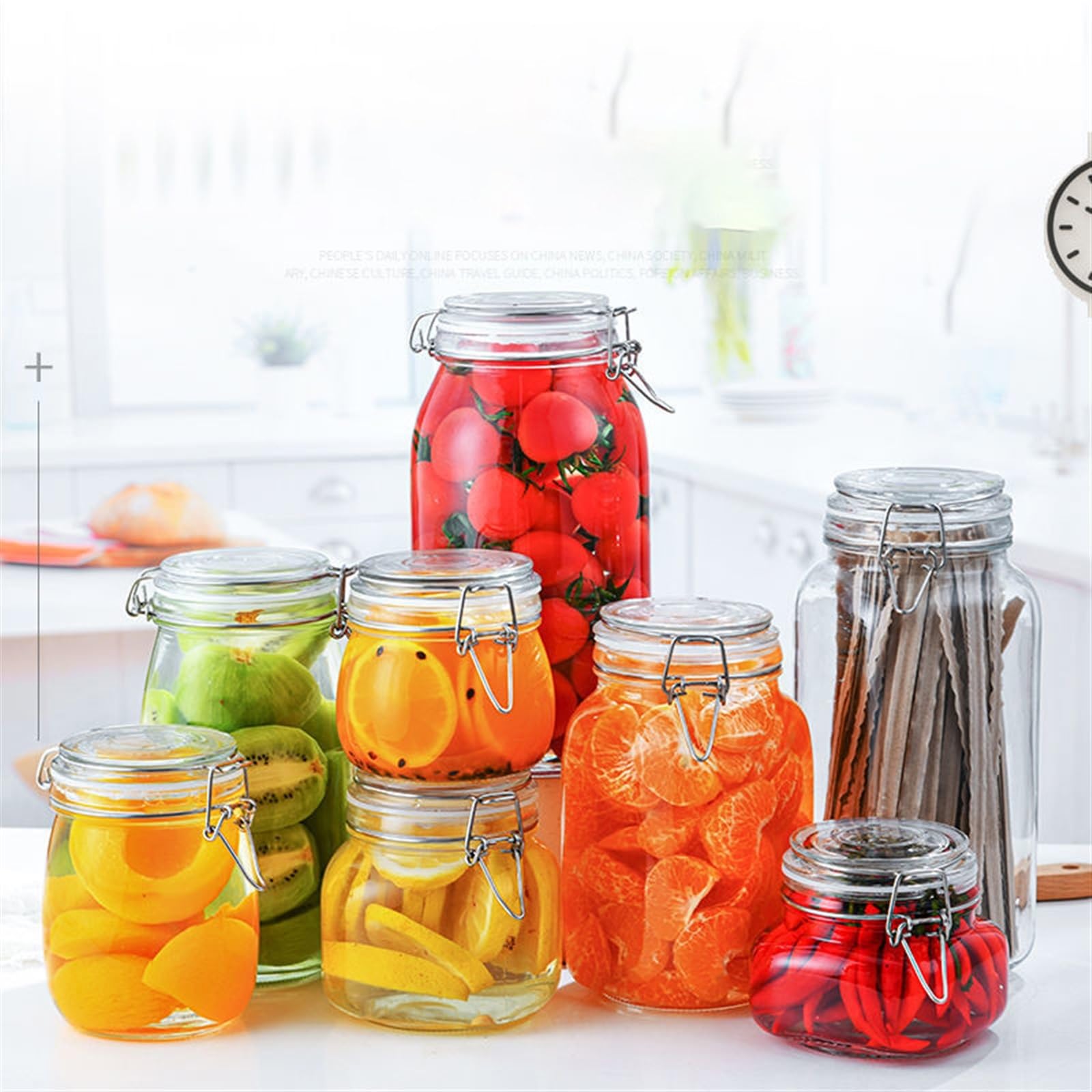 Marmeladengläser Glasflasche versiegelt Glas for Küche Lebensmittel Pickle Obst Konserven transparent Big Mouth Marmelade Flasche Vorratsglas Haushalt Einmachgläser(Square bottle-07)