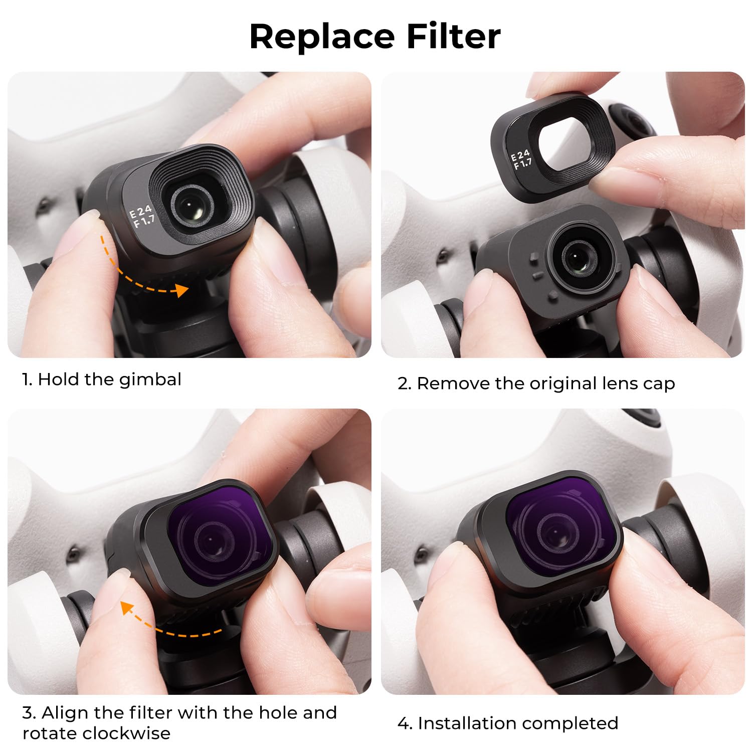 K&F CONCEPT Mini 4 Pro ND Filterset, 4 Stück ND8, ND16, ND32, ND64 Filter Kompatibel mit DJI Mini 4 Pro, mit mehrfach beschichtete HD optisches Glas, Ultraleichter Plastik Rahmen