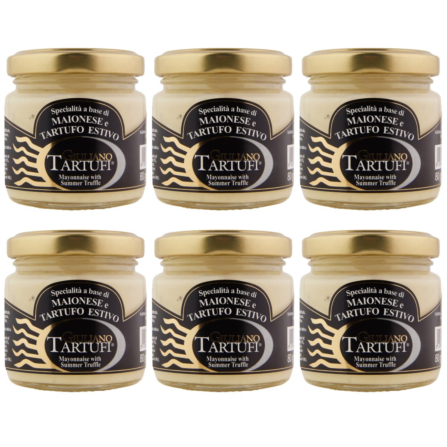 Giuliano Tartufi Specialità a base di Maionese e Tartufo Estivo Mayonnaise mit Sommertrüffel Italien inkl. FeinWert E-Book (12 x 80g)