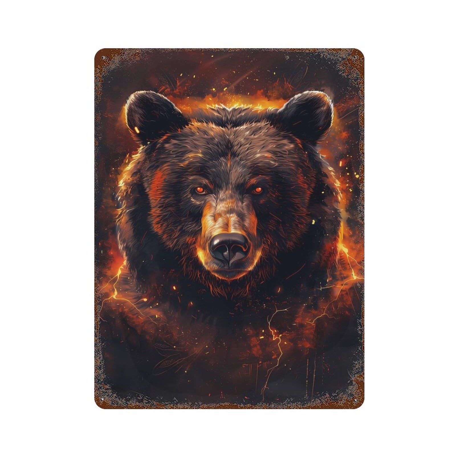 Animal Majestic Bear Retro Metal Sign 15.7"x11.8", for Pub, Kitchen And Man Cave Decor, Industrial Home Decor