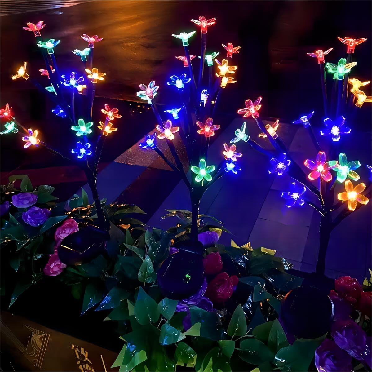 LURIVA 4 Pack Colorful Solar Lights Outdoor Waterproof, Solar Garden
