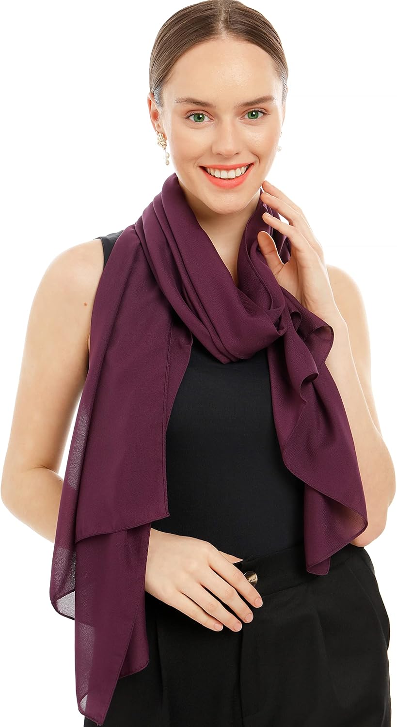 Écharpe Femme Légère En Georgette - 2 Foulards Imprimés Floral Violet Et Jaune