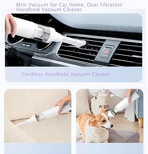 Miniatura 4 de ZWai Aspiradora inalámbrica, aspiradora de mano, mini aspiradora de automóvil con soplador, aspiradora portátil ligera para automóvil, hogar,