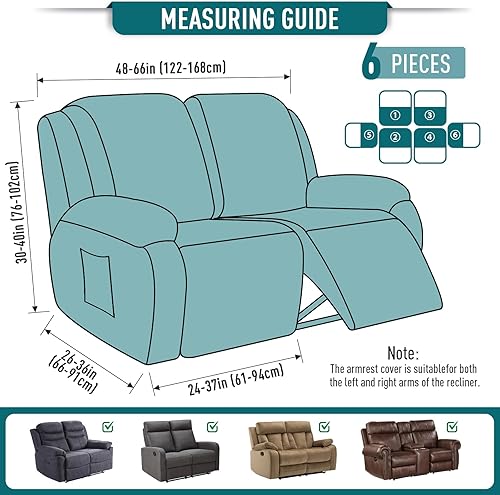 Miniatura 139 de TAOCOCO Fundas para sofá reclinable, 8 piezas, fundas elásticas para sofá grande de 3 asientos, fundas reclinables, protector de muebles con patrón