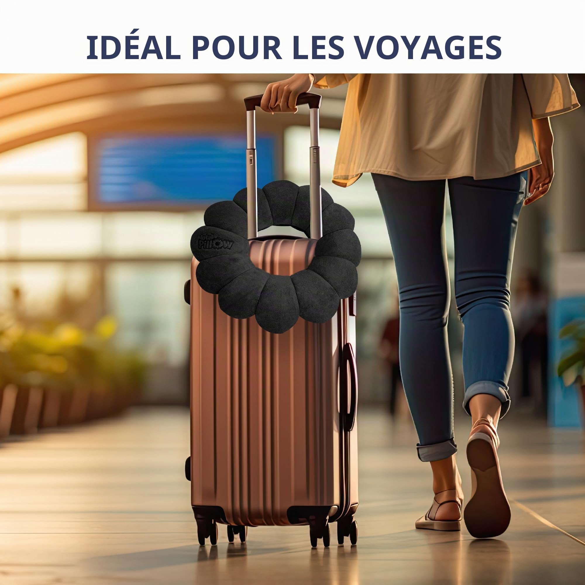 Total Pillow Microbeads Oreiller Portable – Utilisation 2017 à la Maison ou en Voyage Noir