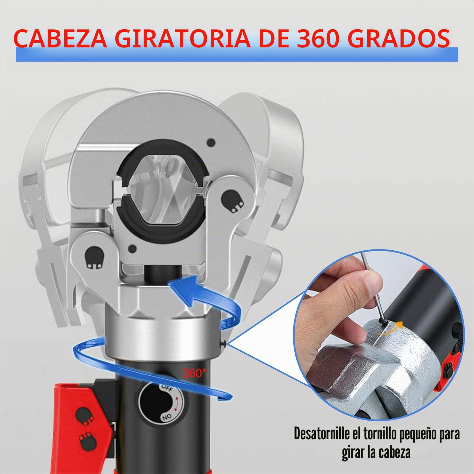 Herramienta hidráulica de prensado de tubos de cobre, accesorios de tubería de cobre, herramienta de crimpado y fontanería con troqueles de crimpado mordaza de 1/2", 3/4", 1" (rojo)
