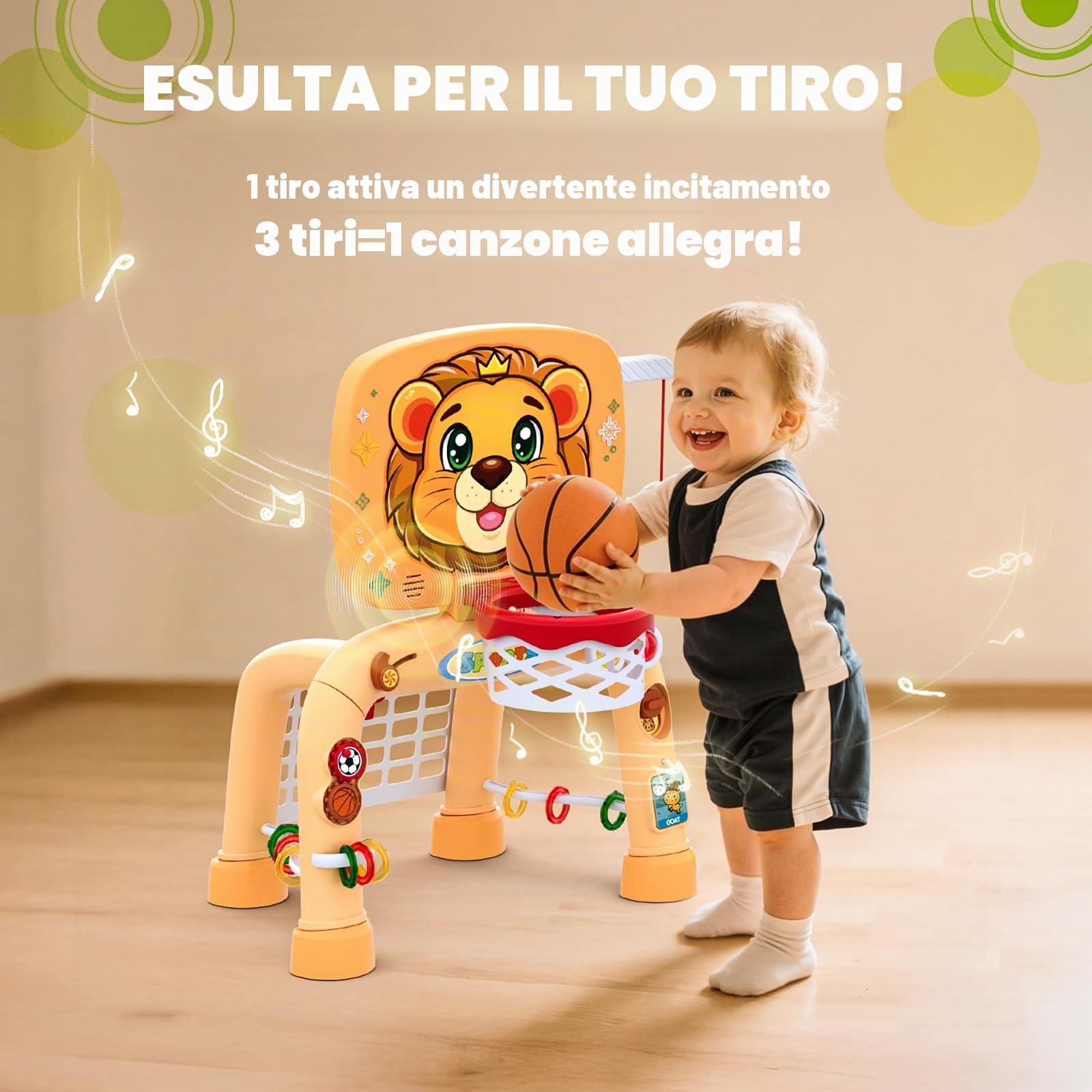 HYES 3 in 1 Bambini Canestro da Basket con Calcio Baseball, Pallacanestro con Porta da Calcio, Mini Canestro Basket, Bambino Apprendimento attività Giocattoli Regalo per Baby Ragazzo Ragazza