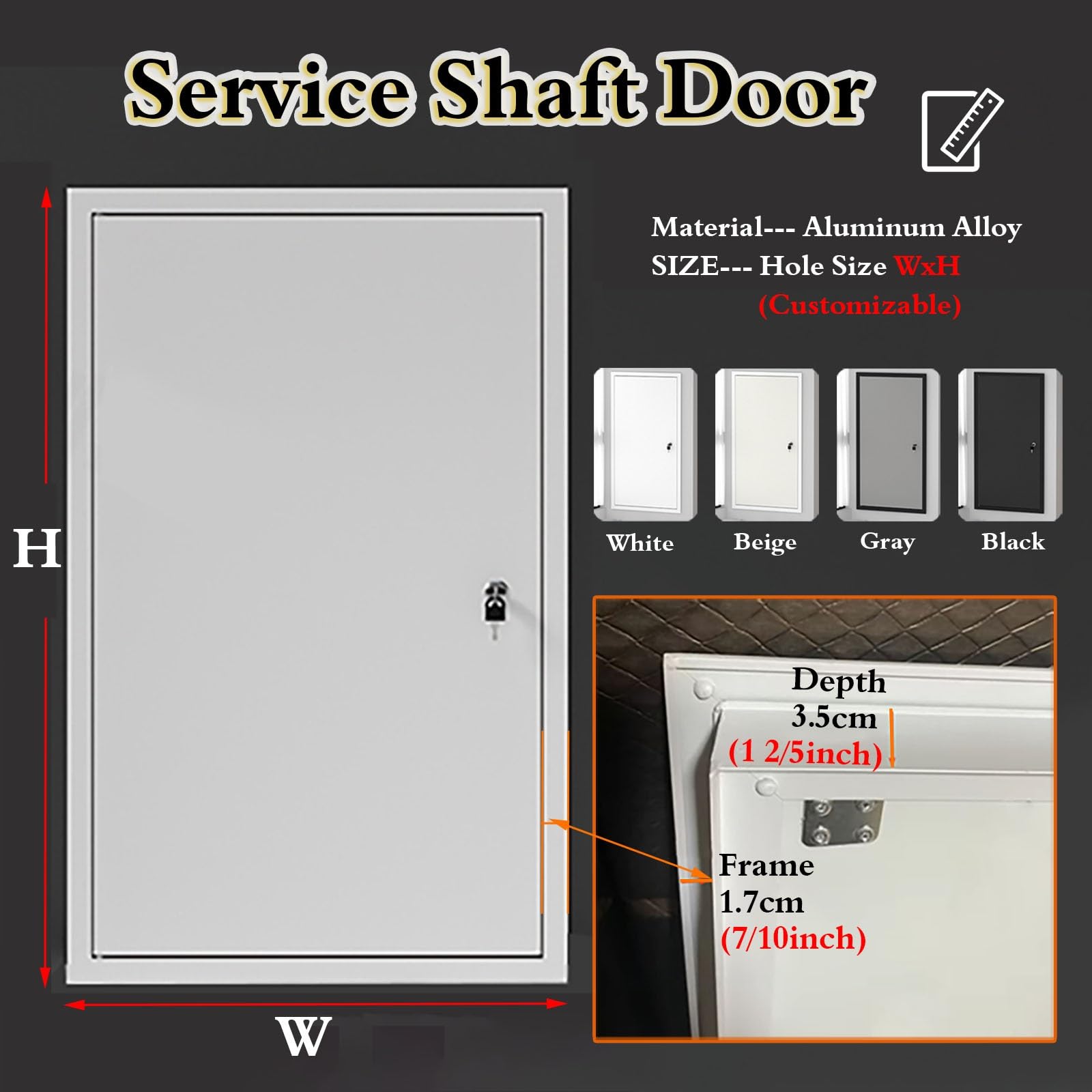 Trampilla Pladur Tapa de Registro de Aluminio Grande para fontanería (50 cm, 70 cm, 90 cm, 110 cm, 130 cm, 150 cm), con Puerta Oculta para conducto(70x70cm)