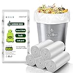 Biodegradable 6 Gallon Trash Bags Unscented - 200 Counts Compostable Medium Size Garbage Bags Durable & Strong Bulk Clear White Waste