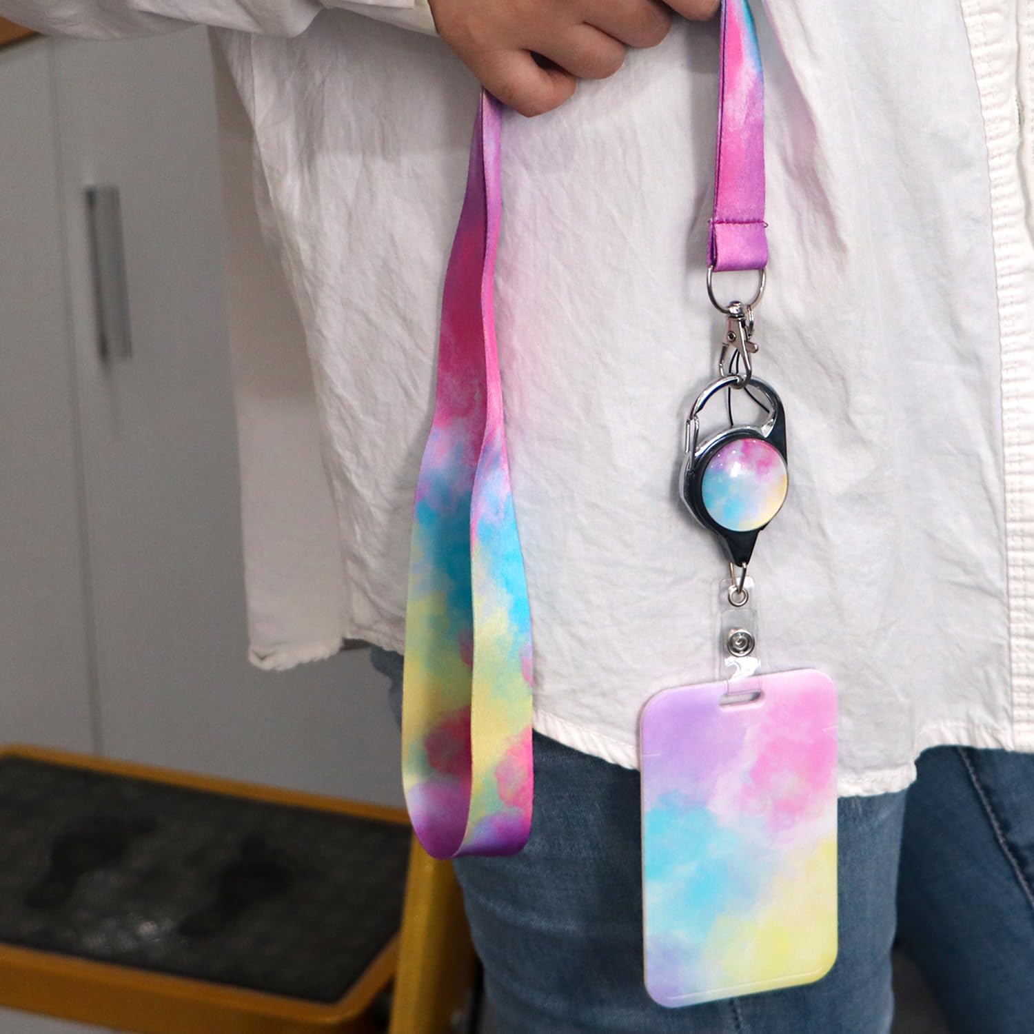 Watercolour Retractable Lanyard Card Holder Set including Stylish Design, Durable - Image 3