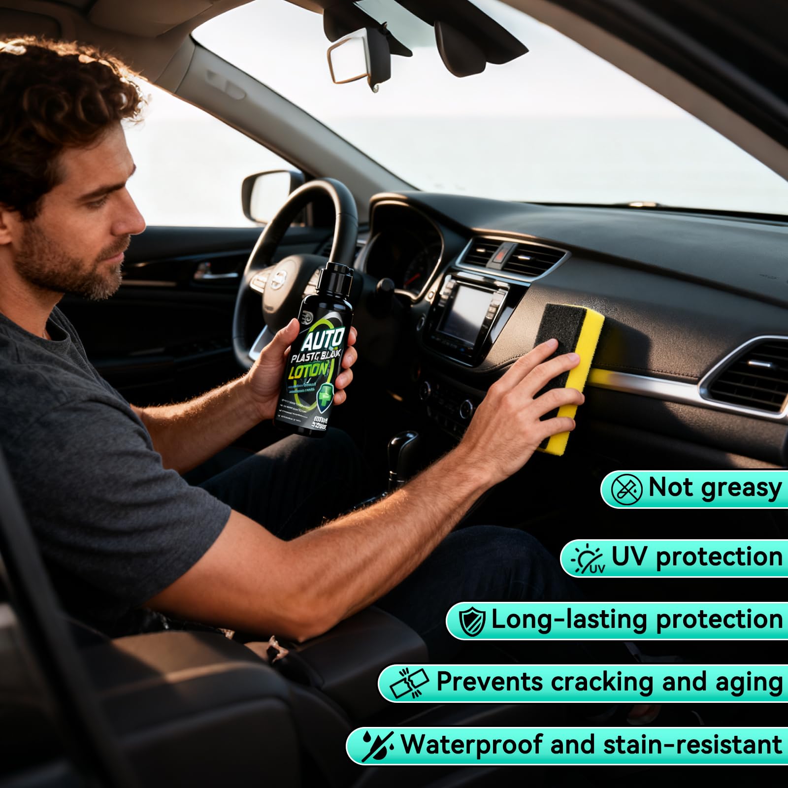 HuakChai Back to Black Trim Restorer, Car Plastic Restorer Black for Car Interior & Exterior, Revives Faded Black Plastic & Rubber, Prevents Aging & Cracks, Long-Lasting Shine (100ml) — view 4