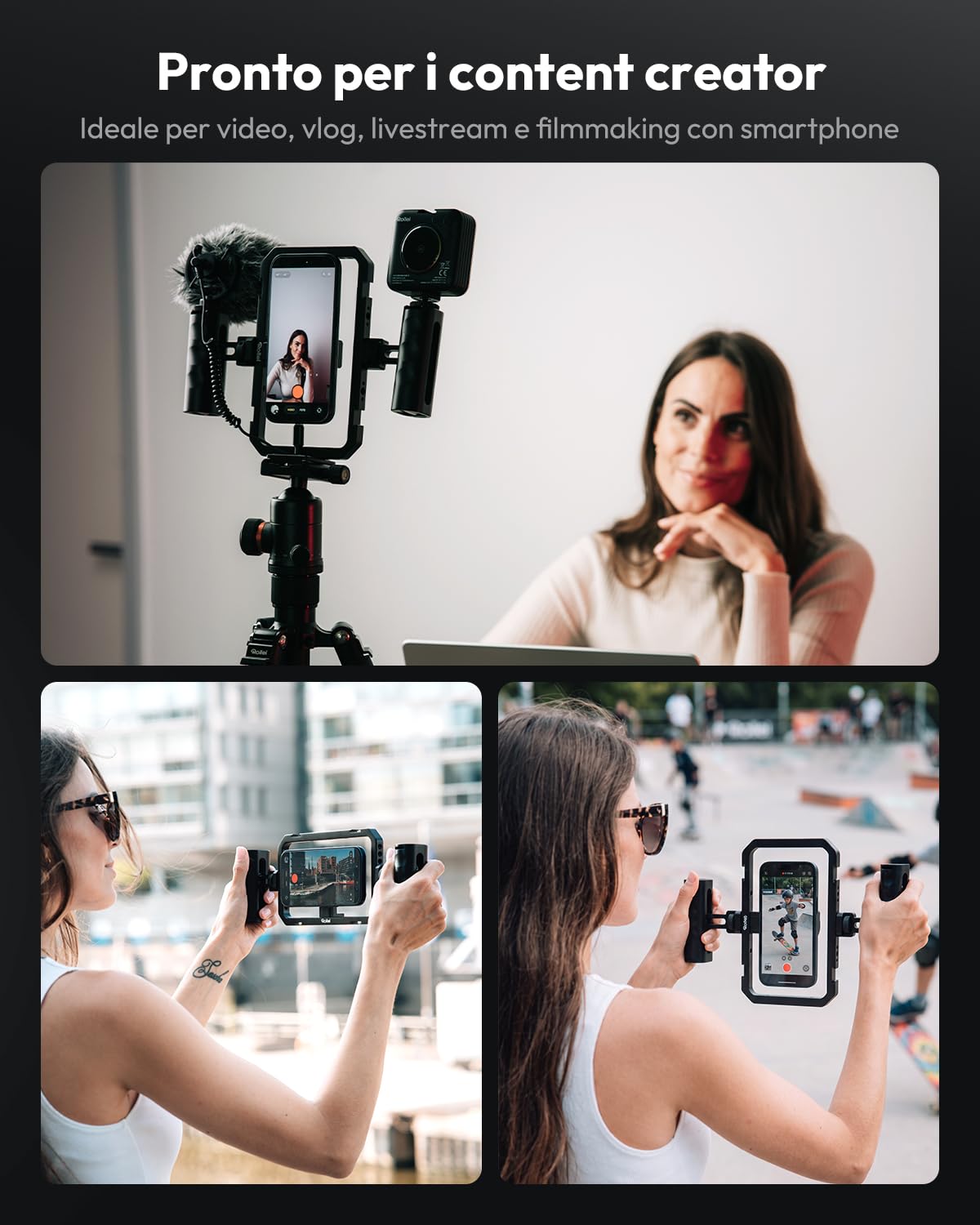 Rollei Universal Smartphone Cage All-in-One in Alluminio con Impugnature