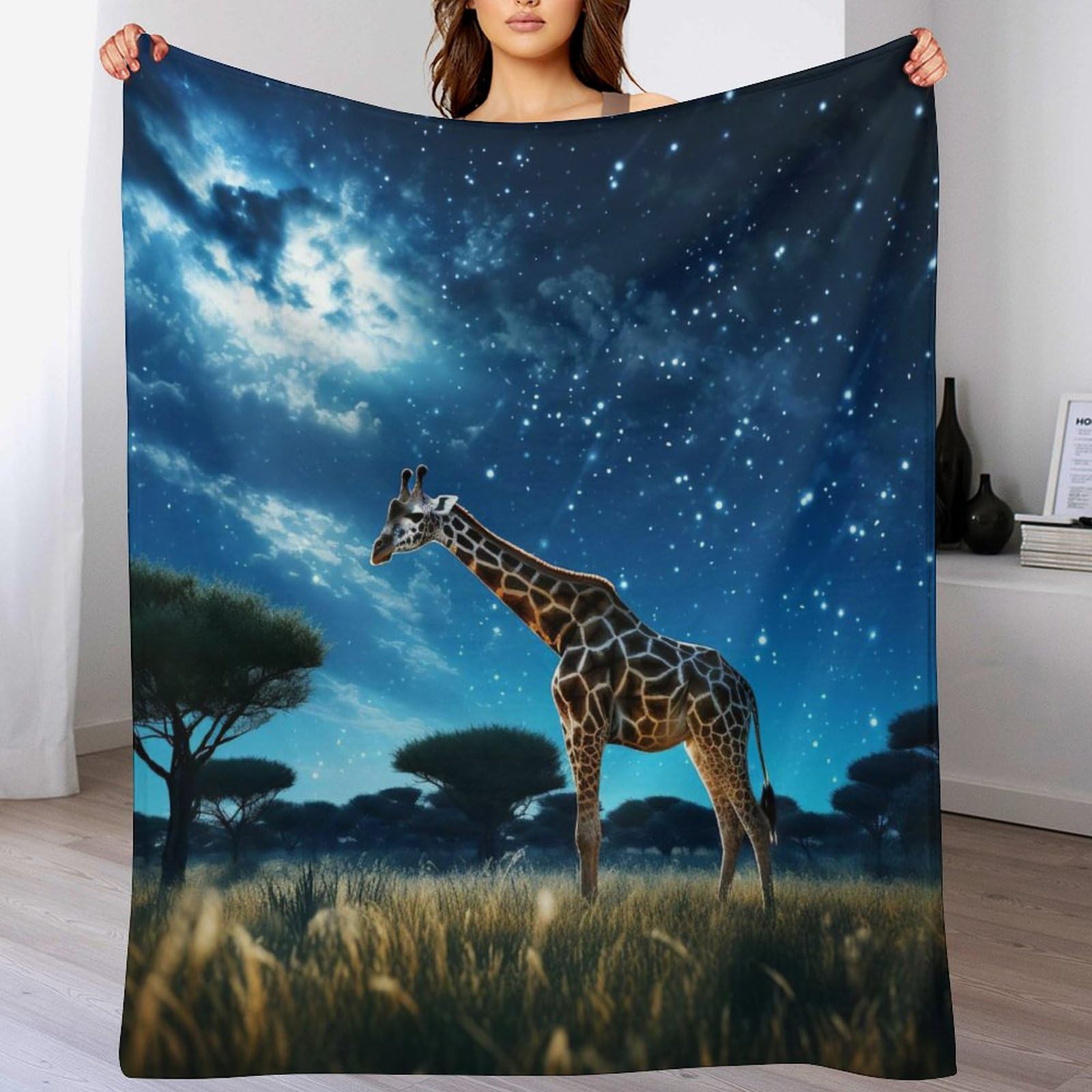 GGJJTT Giraffe Blanket Printed Throw Blankets for Kids Child Adults Soft Warm Flannel Blanket for Bed And Couch Bedroom Decor 140×180cm
